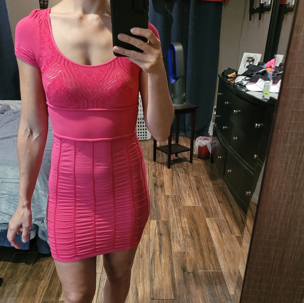 Dance In Paris Hot Pink Bodycon Mini dress